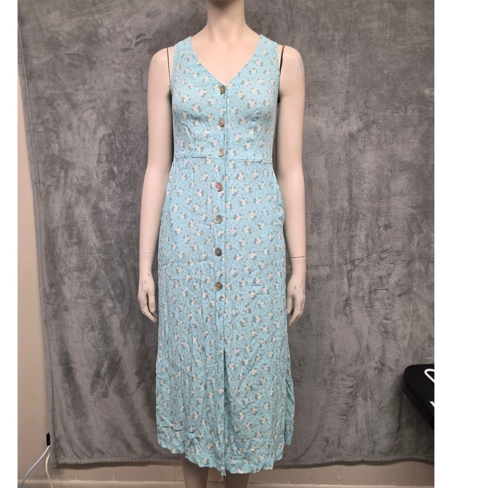 Ditsy Floral Button Front Midi Dress 90s Grunge Cottagecore Blue & Other Stories